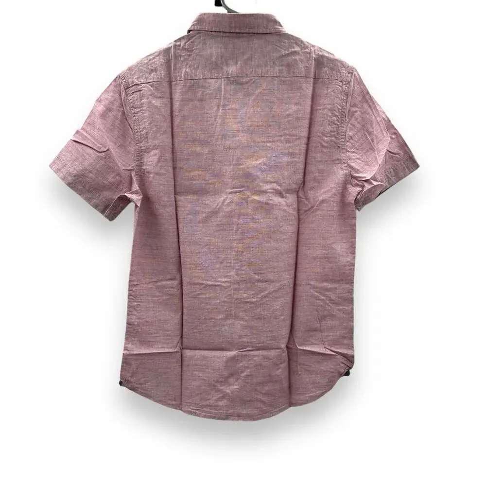 Flag & Anthem Mauve 100% Cotton Short Sleeve Button Down Shirt Sz S NEW‎